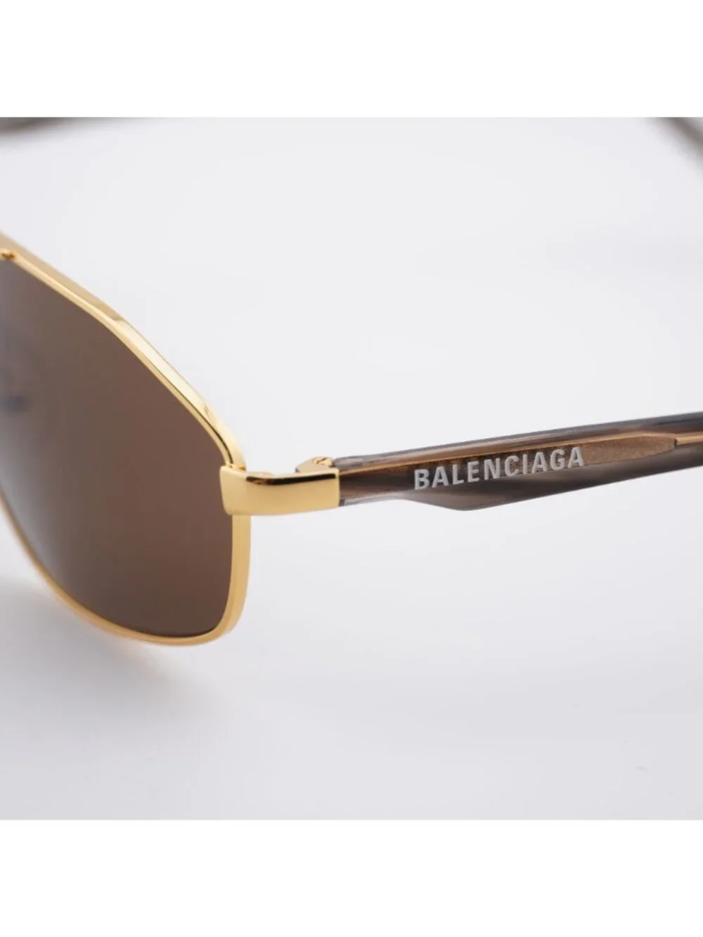 Balenciaga BB0012S 002 Unisex Sunglasses Gold Aviator Frame, Brown Lenses